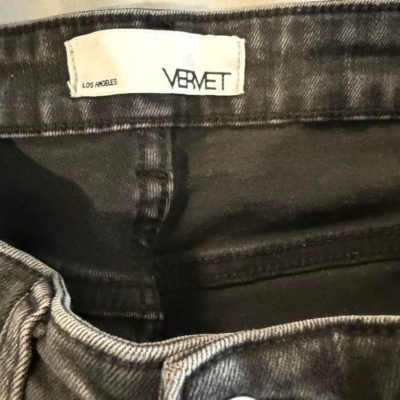 Vervet Black Distressed Denim Size 28. Ribcage button fly. - Picture 3 of 7